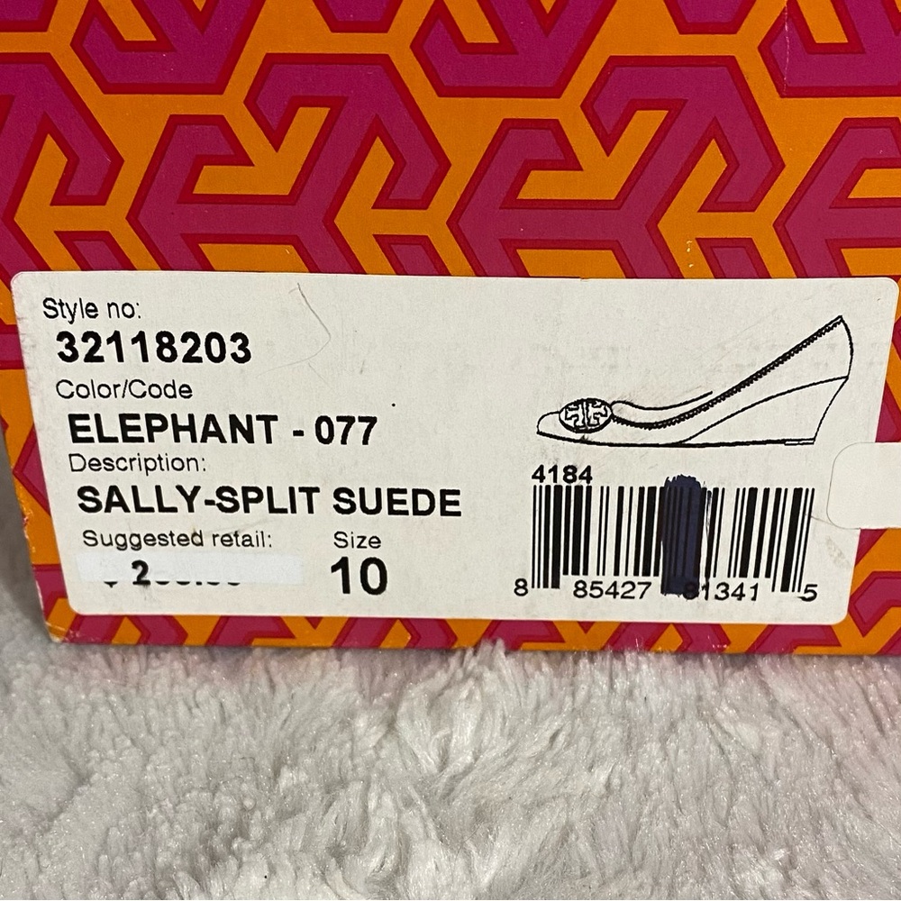 Tory Burch Sally Spilt Suede Wedge Heels Women’s Size 10M Elephant Gray - Picture 12 of 13